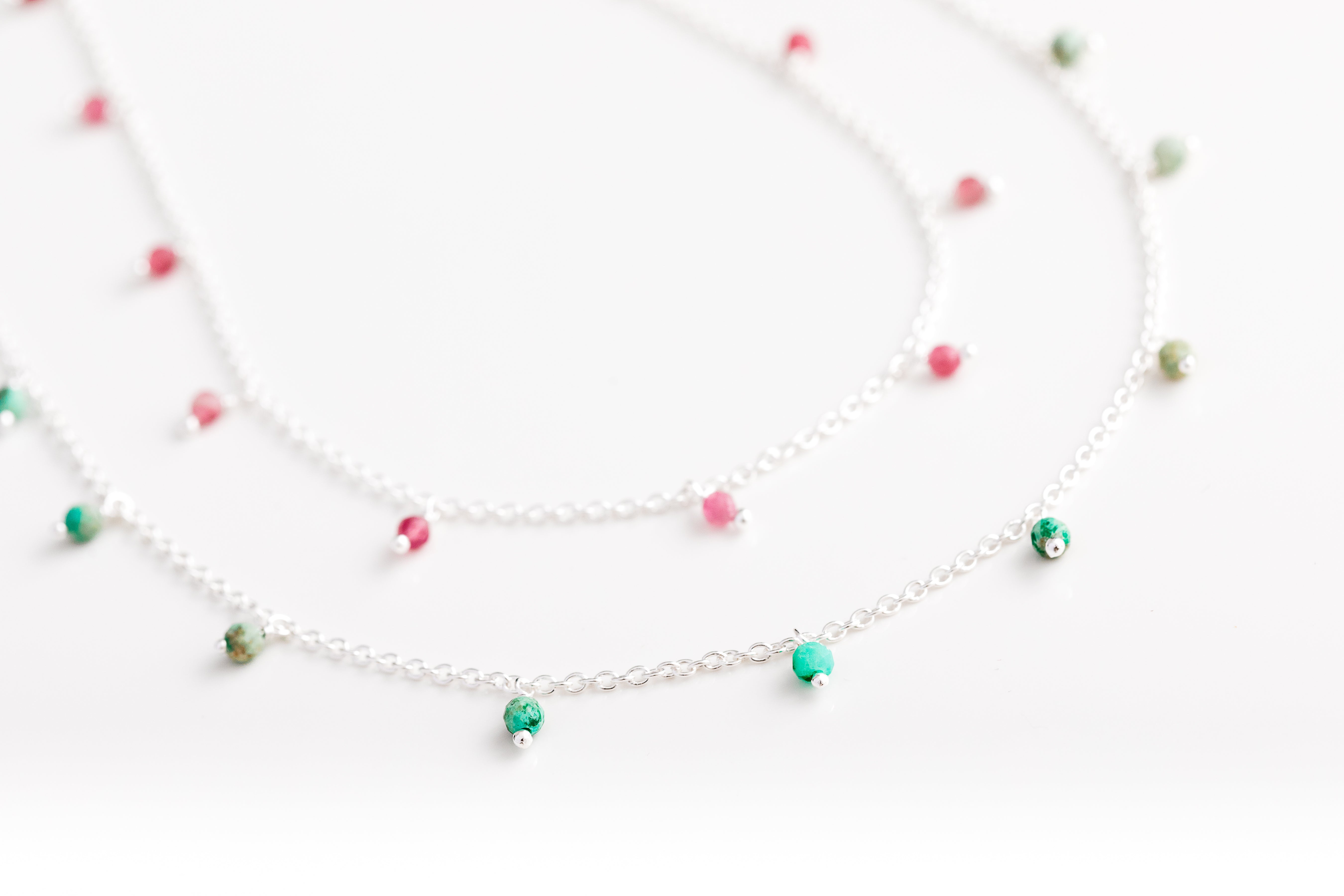 Silver Gemstone Beaded Necklace